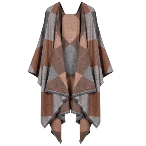 Image of Womens Rhinestones Open Front Poncho Shawl Wrap Cape Ruana Travel Blanket Cardigan