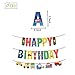 BIEUFBJI Transportation Happy Birthday Banner Birthday Party Decorations Car Bus Train Ship Helicopter Traffic Light Photo Props for Kids Transportation Theme Birthday Party Decorations