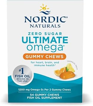 Nordic Naturals Zero Sugar Ultimate Omega Gummy Chews, 1200mg, 54 Gummies
