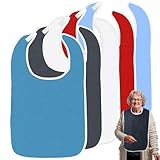 ZYNERY 5 Stück Wasserdichte Lätzchen für Erwachsene, Kleiderschutz mit Klettverschluss, Schlabberlatz Waschbar, 75x45cm Schlabberlatz für Senioren, Latz für Ältere und Behinderte (5PC-Mehrfarbig)