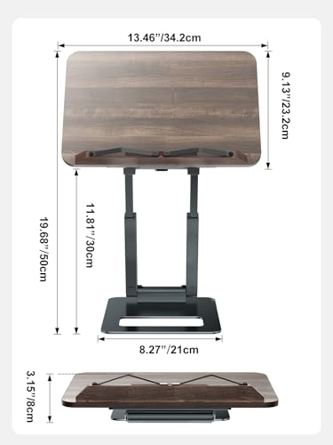 Tounee Telescopic Book Holder Stand, Adjustable Height Pull Out Design Ergonomic Cookbook Stand with Elastic Page Clips Fits All Books (Gray) - Image 7