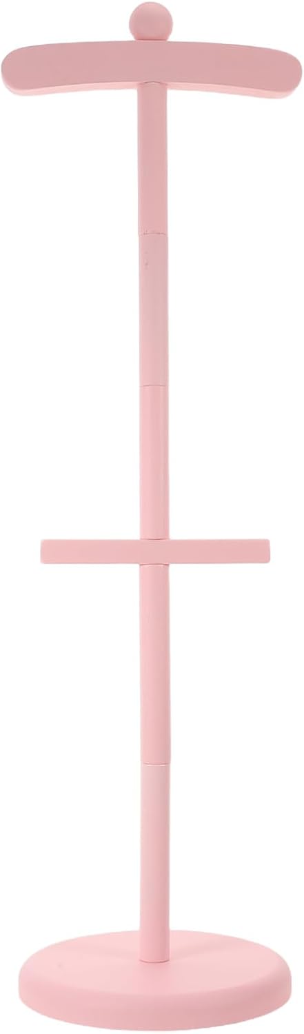 Lurrose Baby Clothes Display Stand, Natural Wood Rack Gift, Rustic Doll Dress Outfit Display Stand for Baby Shower Centerpiece for Retail Vendor, 25inch Tall, Pink