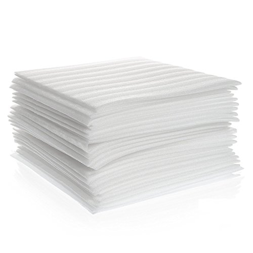 Pulse Vinyl Cushion Foam Sheets 12" X 12", for Wrapping Dishes, China, Furniture, Packing Supplies for Moving and Protection (100 Pack)