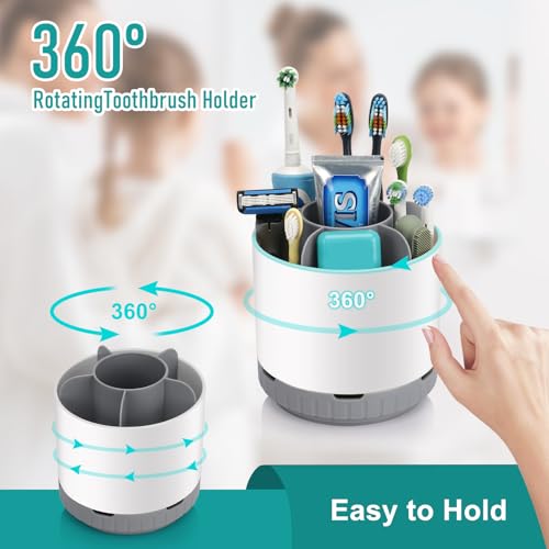 PARKMANI Toothbrush Holders for Bathrooms, Rotating Electric Toothbrush and Toothpaste Holders, Rotating Makeup Organiser, Detachable Toothbrush Caddy Organizer for Family, Kids (White) - Cosy Home Interiors PARKMANI Toothbrush Holders for Bathrooms, Rotating Electric Toothbrush and Toothpaste Holders, Rotating Makeup Organiser, Detachable Toothbrush Caddy Organizer for Family, Kids (White) - Image 3