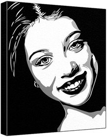 Michelle Trachtenberg (100% Original Painting. Not A Print ) Acrylic Paint On Deep Framed Canvas (60 x 50 x 1.8 cm) 3-Colour Black/Grey/White-image-6