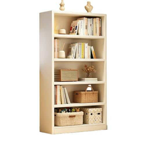 Librería Alta Blanca Independiente, estantería Estrecha y Delgada de 5 Niveles con Almacenamiento y exhibición Que Ahorra Espacio, para Dormitorio, Pasillo, Sala de Estar y Oficina.