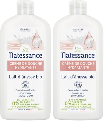 Natessance - Crème de douche hydratante Lait d'ânesse 500ml (Lot de 2)