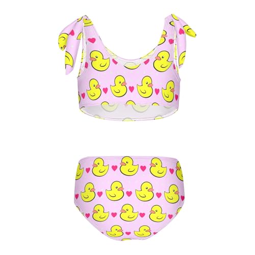 Wusikd Yellow Ducks Girls Swimsuits Two Piece Pink Heart Swimwear Bikini Set for for Girls Size 9-102
