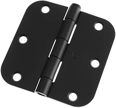 Cauldham (12 Pack) Heavy-Duty 3-1/2" Interior Door Hinges with 5/8" Radius Corners - Black