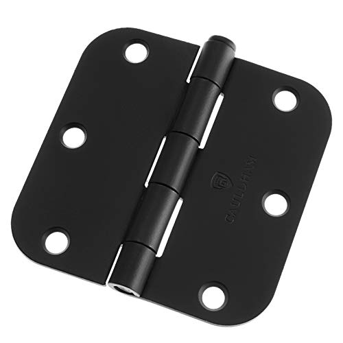 Cauldham (12 Pack) Heavy-Duty 3-1/2" Interior Door Hinges With 5/8" Radius Corners - Black #TOP3