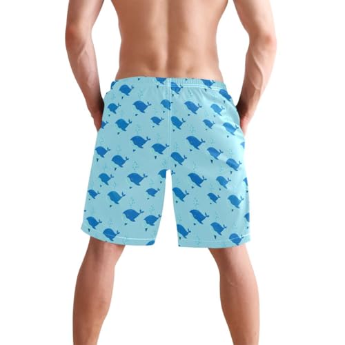 Ocean Whale Blue Mens Swim Trunks Quick Dry Beach Shorts with Pocket S 23031833