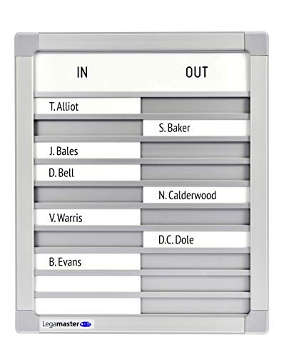 Legamaster 7-622100 In-and-Outboard Professional, An-und Abwesenheitsübersicht für 10 Personen, 26 x 31 cm, eloxiertes Aluminium