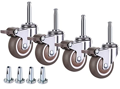 NERILEE 2 Inch Rubber Caster Wheel Set of 4（with Brake）