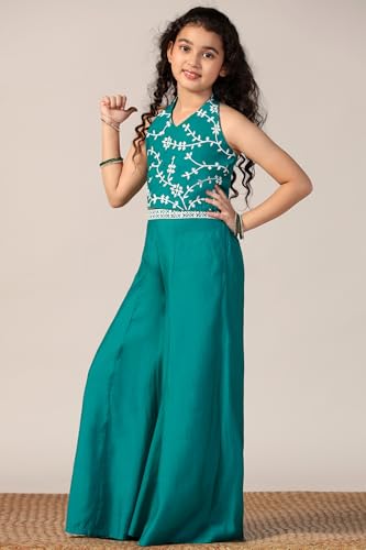 Image of Fashion Dream Girls Silk Blend Ethnic Top & Palazzo Set|Kids Salwar Set|Indo Western