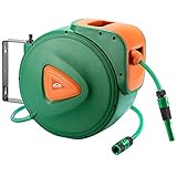 [page_title]-Gardebruk Schlauchtrommel 30+2m Schlauchaufroller Wasser Handbrause 9 Funktionen 180° Schwenkbar Aufwickelstopper Halterung