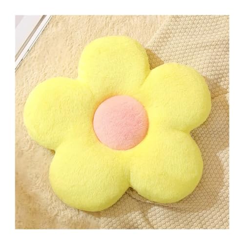 椅子 クッション リトルデイジーフラワークッション フラワープラッシュピローシートクッション ウサギふわふわお昼寝枕 背もたれクッション シートクッション(Yellow,50x50cm)