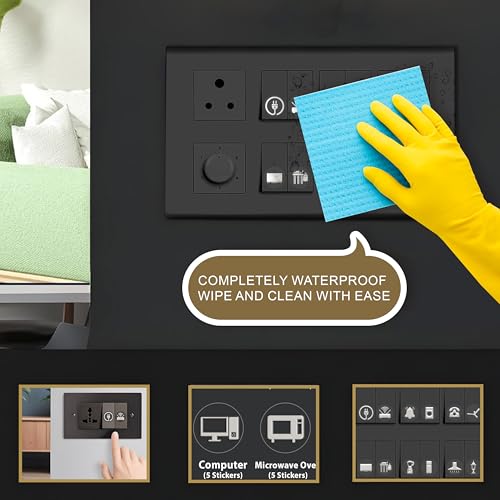 Image of Premium Silver Foil Embossed Switch Stickers for Switch Board | Pack of 330 Stickers for Home Including Fan, Light and Many More