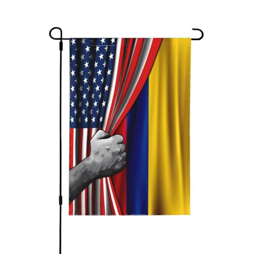 Colombian Colombia American Usa America Friendship Garden Flag 12x18 Double Sided Printed 100d Polyester Lightweight Outdoor Welcome Banner For Outside Yard Small Flags