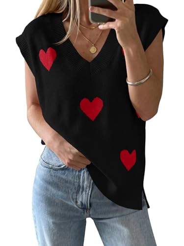 Image of Saodimallsu Womens V Neck Sweater Vest Oversized Ribbed Knit Sleeveless Casual Loose Fit Pullover Tank Top