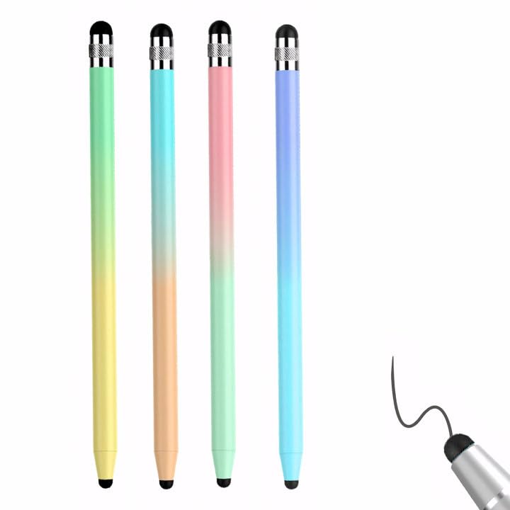 4 Pcs Tablet Stift für Alle Tablets, Touchscreen Stift Tablet Pen 2 in 1 Tablet Stift mit 6mm/4.5mm Faser Spitzen, Ergonomisch Gestaltet Kompatibel mit Allen Smartphones und Smartwatches