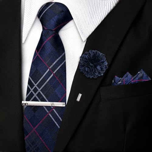 Image of DiBanGu Silk Zipper Ties for Men, Formal Pre-tied Necktie | Adjustable Tie,6PCS,Various Design Styles,Jacquard Woven,Skin-friendly,Practical Gift,Great for Wedding Party,Business Formal