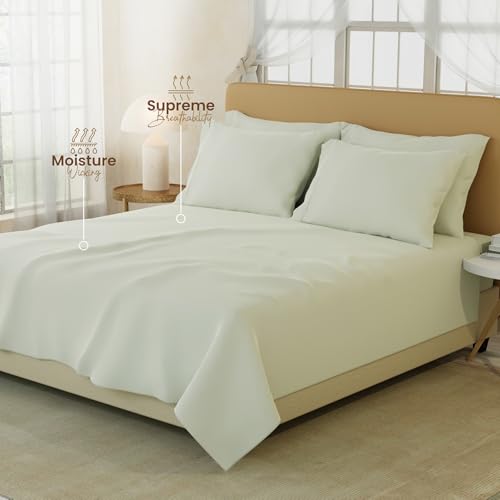 Image of BOUTIQUE LIVING Infinity 100% Egyptian Cotton 1000 TC Light Yellow King with 4 Pillow Covers (Pearl Stitched)