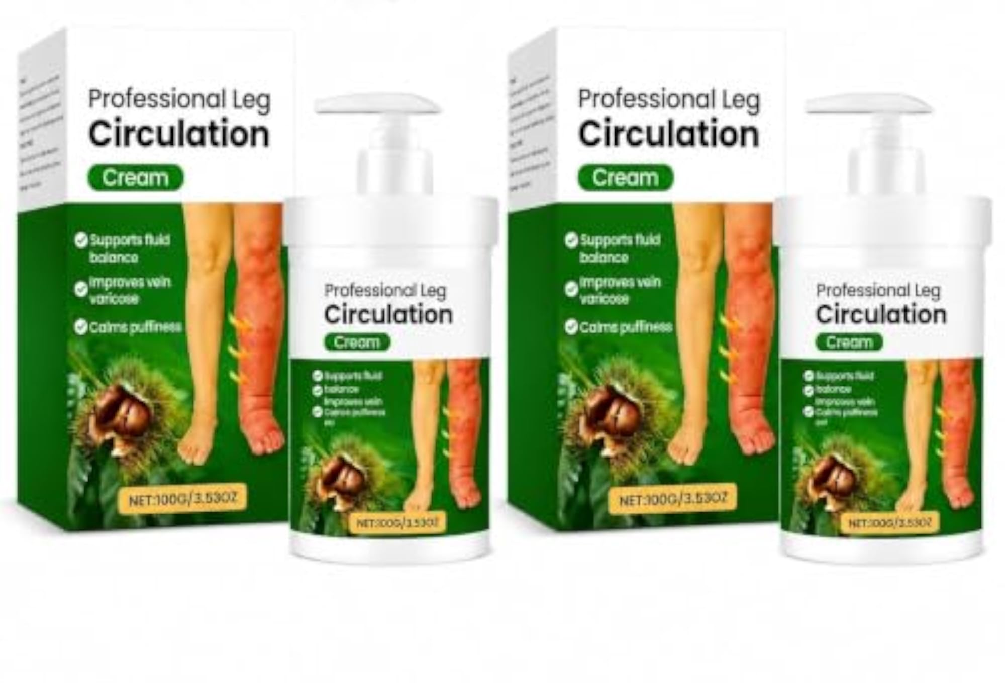 Professional Leg Circulation Cream, Fluid Ease Leg Soothing Cream, Pack of 2