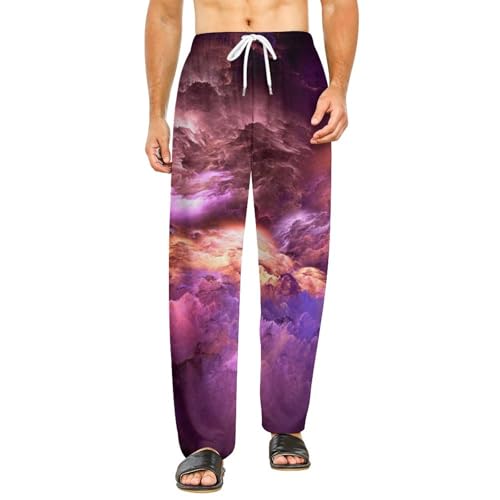 Bas de pyjama femme long et fluide Nuages Mystérieux avec poches pour le cocooning