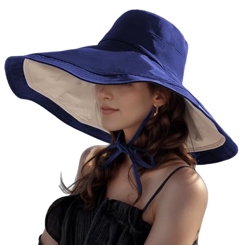 Sombrero de ala ancha para mujer con protección UV reversible miniatura 1