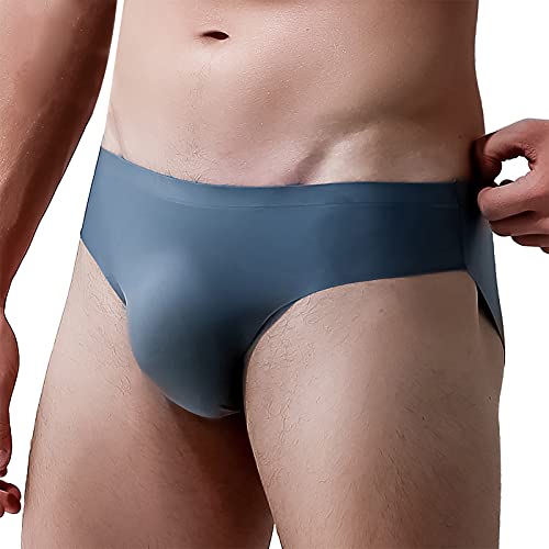 Ctreela Bulge Enhancing Hip Briefs For Mens Ice Silk One-Piece Underwear Seamless Cooling Undies Quick Dry Underpants Gray #TOP22