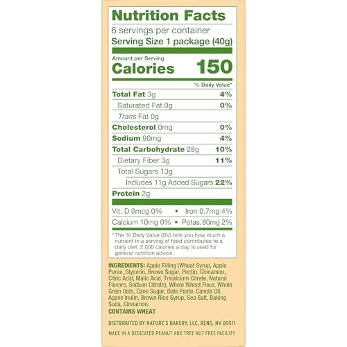 Image of Nature's Bakery Oatmeal Crumble Apple Bars, 1.41 Oz, 6 Ct
