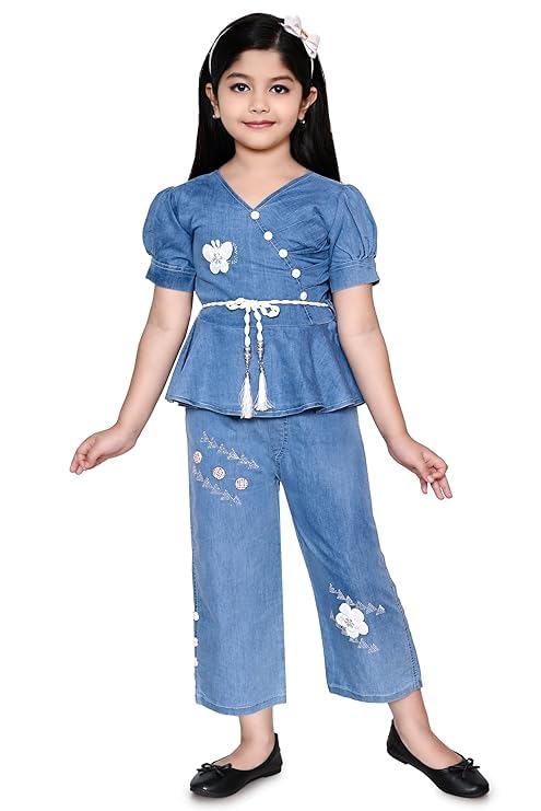 Shyamcollections Baby Girls Denim Top & Denim Jeans Pant Dresses Baby Girl Jeans Dresses Pant Set for Kids, Blue Shyamcollections Baby Girls Denim Top & Denim Jeans Pant Dresses Baby Girl Jeans Dresses Pant Set for Kids, Blue