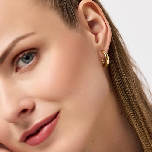 Ana Luisa Giulia Huggie Hoop Earrings for Women - Hypoallergenic Water-Resistant Tarnish-Free Chunky Earrings for Women - 14K Gold Plated & Silver Rhodium Plated Hoops - Small, Medium & Large Size4