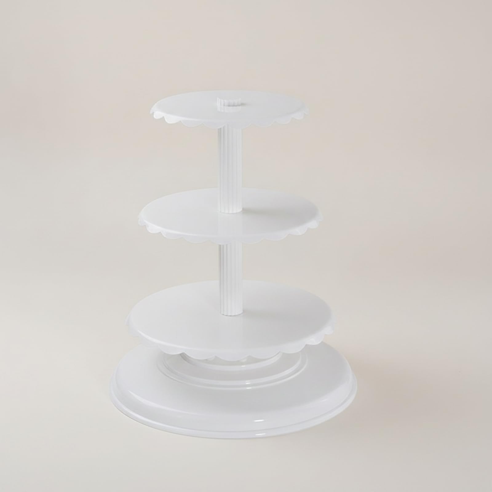 Support à Pâtisseries à Trois Niveaux avec Base Ron Large et Stable pour Exposer Gâteaux et Tartes Lors Réunions, Blanc, Trois Couches pour [6/8/10 Pouces] Espacement 18cm