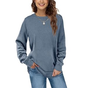Aokosor Sweatshirts Damen Rundhals Langarmshirt Herbst Winter Pullover Casual Basic Oberteile Tops S-2XL