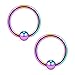 Ruifan 8PCS Assorted Colors Surgical Steel Captive Bead Rings Nose Belly Eyebrow Tragus Lip Ear Nipple Hoop Ring BCR 16G 8MM