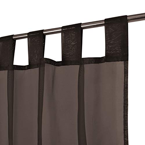 Megachest sheer Voile Tab Top Curtain(dark brown, 56" wideX48 drop(W142cmXH122cm)), W 56" x L 48" (2 Panels)