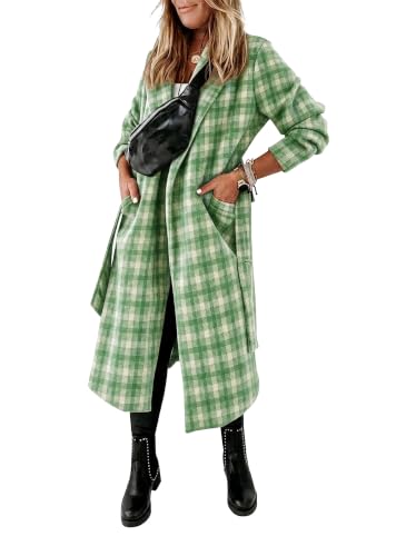 Image of Ladiyo Womens Classic Coat Lapel Collar Open Front Belted Long Jacket