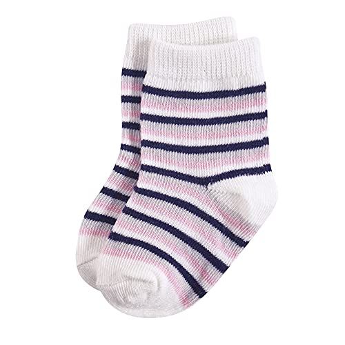Touched By Nature Baby Organic Cotton Socks, Navy Lt. Pink, 6-12 Months #TOP3