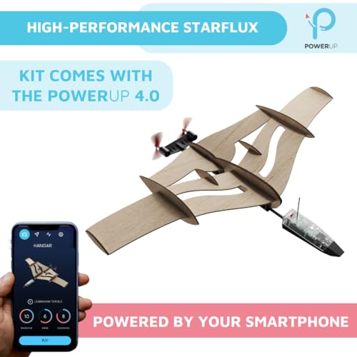 Image of POWERUP 4.0 Starflux Paper Airplane Kit Smartphone Bluetooth RC Plane Motor | Smart Autopilot. Onboard Gyro Adds Effortless Flight Control. Awesome Gift for Aviation Enthusiasts. Impact Resistant Design