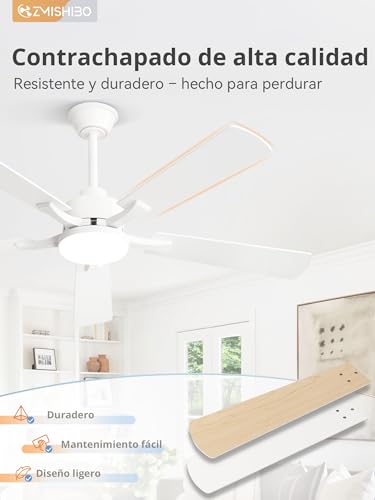 ZMISHIBO Ventilador techo Silencioso,Ø132 cm Ventilador de Techo con Luz control por control remoto/APP,6 Velocidades,3 Temperaturas de Color,Motor DC Reversible,Brillo regulable del 10% al 100% - imagen 7