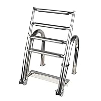 Poolleiter Edelstahl Bootsleiter Klappbar | 4 Stufen Badeleiter Ausziehbar 116 cm mit Rutschfesten Stufen Handlauf | Bootsleiter für Schwimmdeck, Pool, Boot | Traglast 220 kg