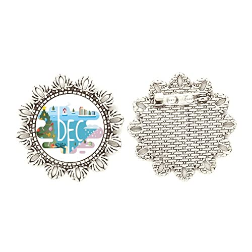 Broche de plata de ley tallado con motivo de flor de diciembre