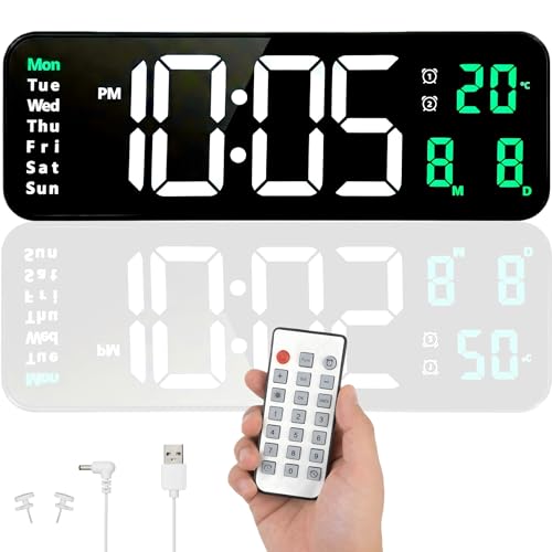 La mejor comparación de reloj digital barato los 5 más buscados. 45 Reloj De Pared Digital 16 Pulgadas, Control Remoto Y Ajuste Brillo , Reloj Led Digital Colgar Con Fecha, Día De Semana, Temperatura, Despertador Y Cuenta Atrás, Reloj Digital...