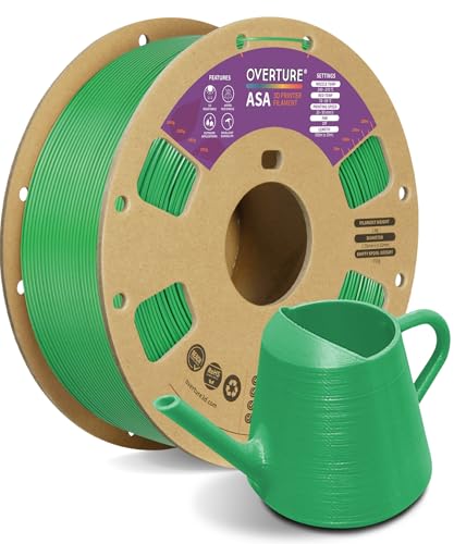 Image of OVERTURE ASA Filament 1.75mm, UV & Weather Resistant for Outdoor | High Impact Strength & Heat Resistance Up to 96C, 1kg (2.2lbs) Cardboard Spool, Fits Most FDM Printers (Green)