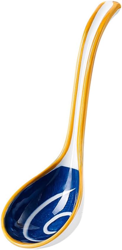 5pc Ceramic Soup Spoon Long Handle Spoon Stoneware Spoon