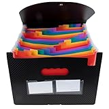 FIXOSHEE Dokumentenmappe mit Fächern Stabiler Aktenordner Organizer Erweiterbare Fächermappe für Büro Schule und Zuhause Faltbarer Dokumentenhalter für Rechnungen und Verträge