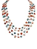 MINACHI Multi-Color Faux Shell Layered Necklace for Women, Colorful Resin Shell-Look Beads, Lightweight Multi-Strand Boho Necklace