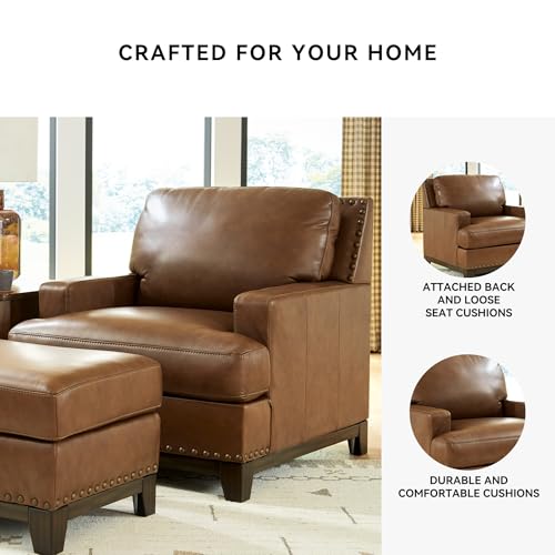 Image of Signature Design by Ashley Oversized Brown Leather Accent Chair, Amber