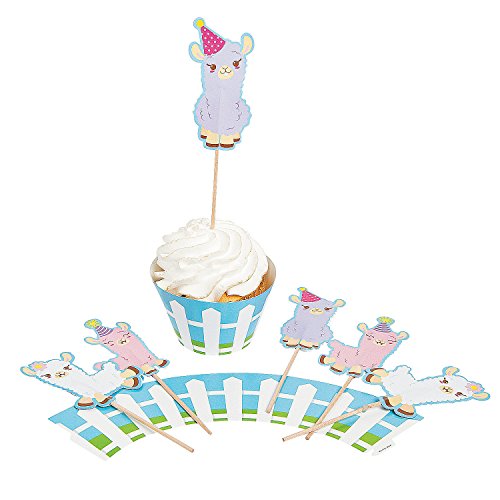 LIL' LLAMA CUPCAKE COLLAR WITH PICK - Party Supplies - 100 Pieces